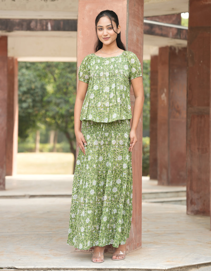 Komal Maxi Skirt in Forest
