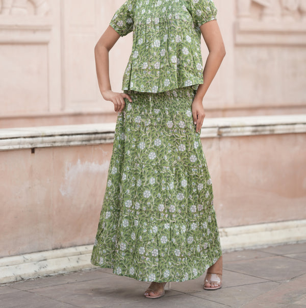 Komal Maxi Skirt in Forest