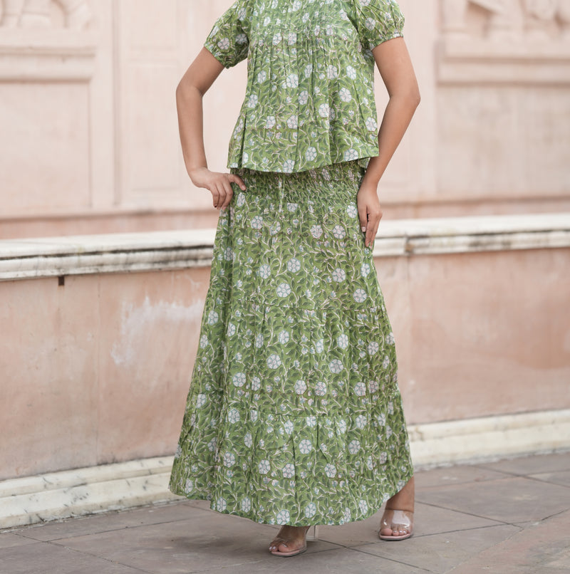 Komal Maxi Skirt in Forest