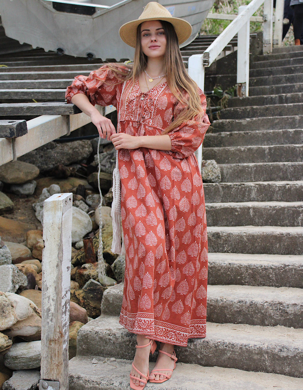 fitted lace wedding dress Bali Maxi in Maple – River Goddess