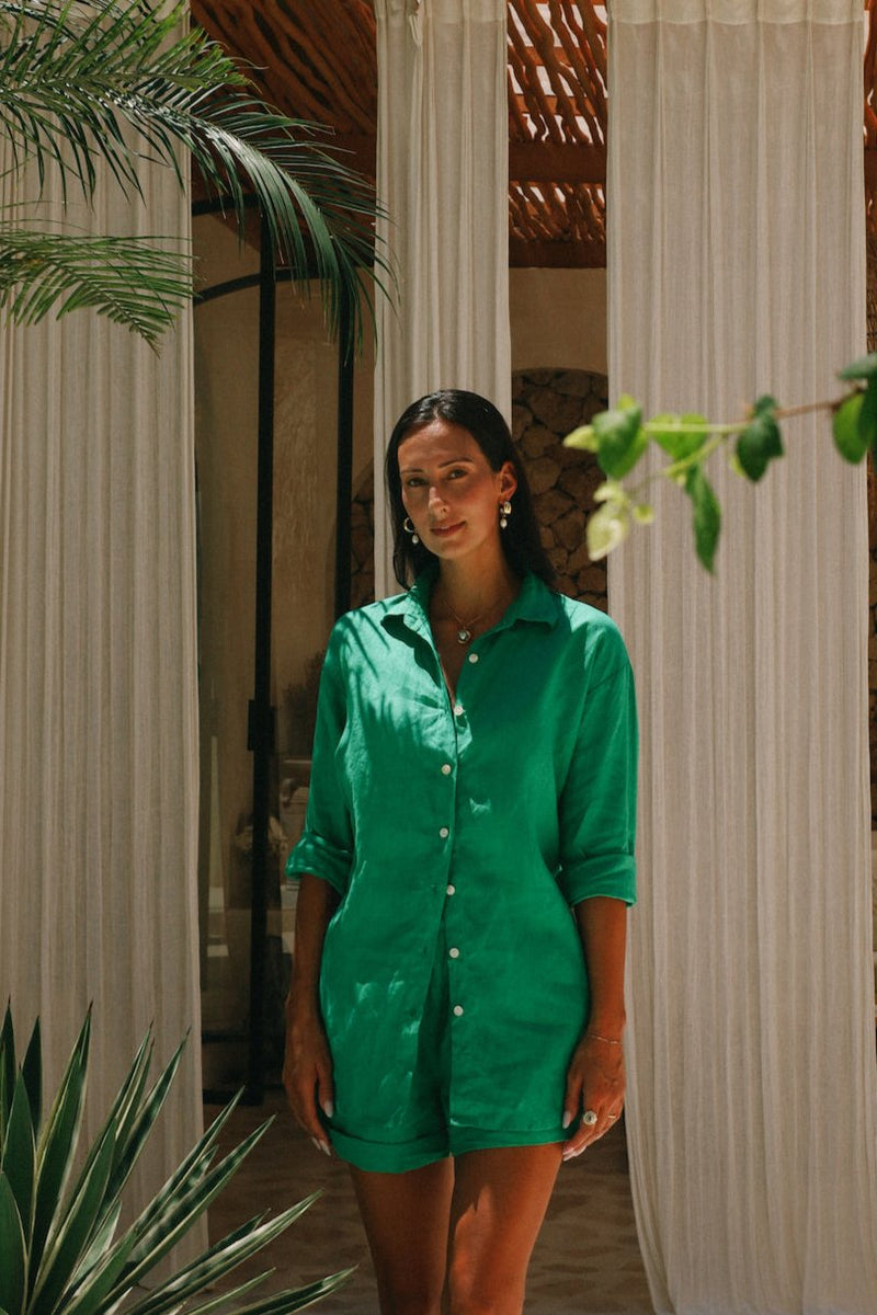 Elysia Shirt in Lime- French Linen