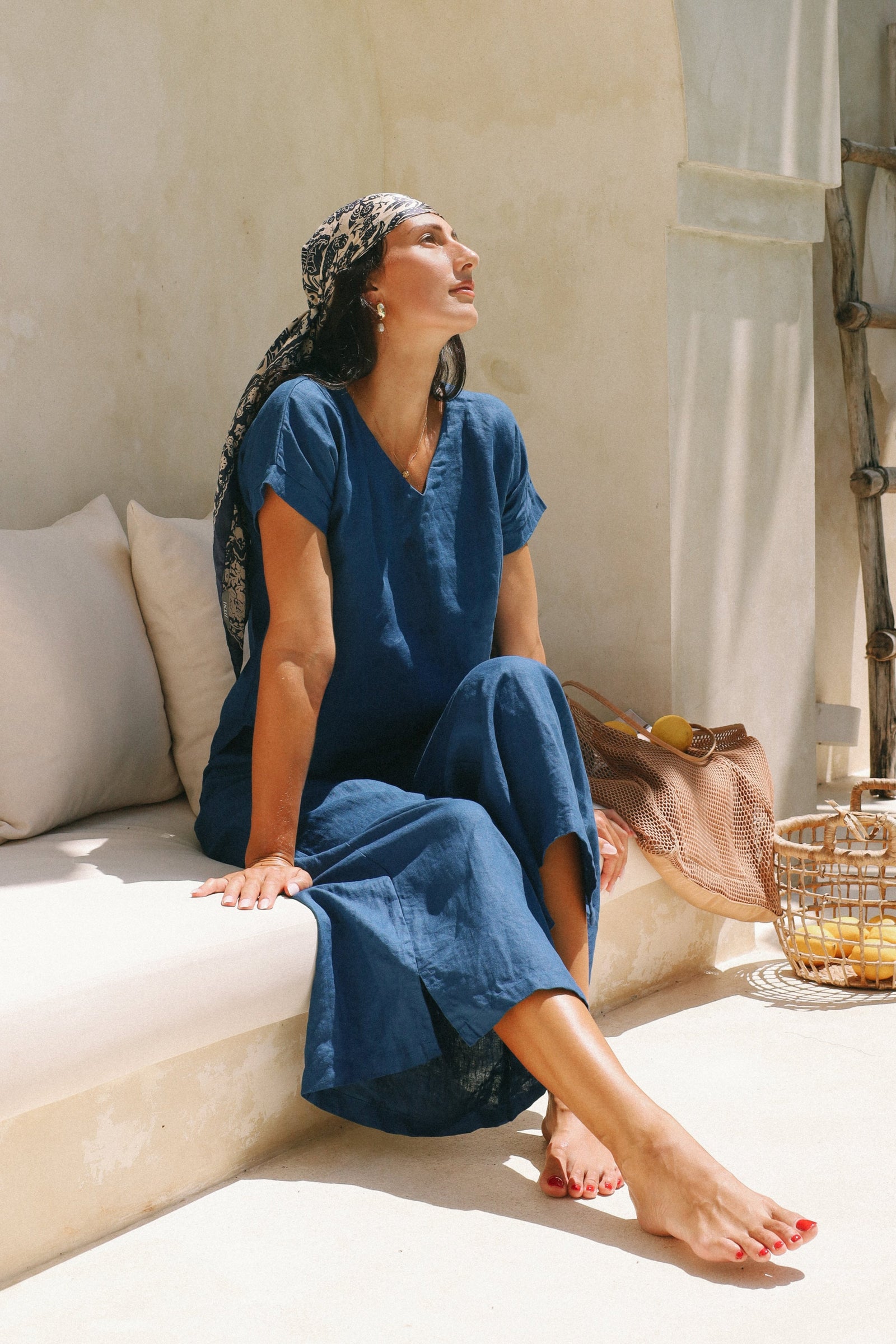 Elysia Pants in Dark Clouds- French Linen – River Goddess