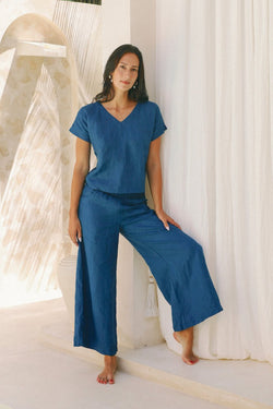 Elysia Pants in Dark Clouds- French Linen