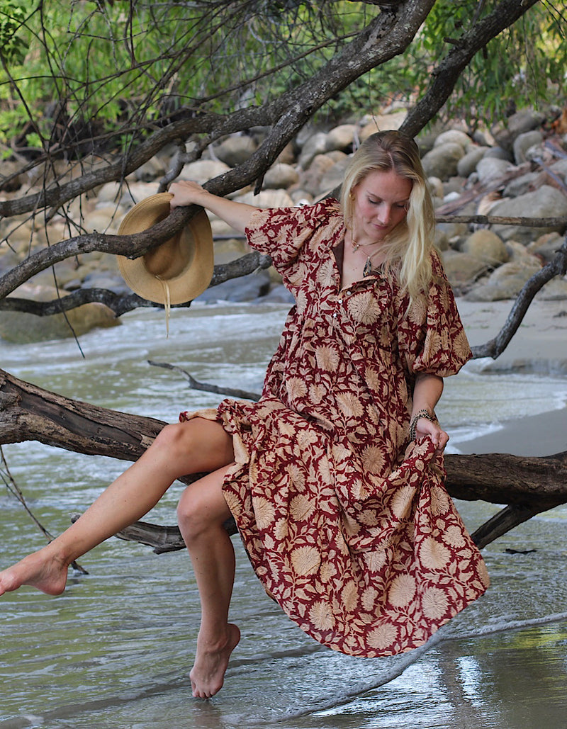 Maroon sunflower outlet dress